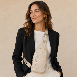 Brusttasche Damen Beige