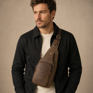 Brusttasche Herren Leder Klein