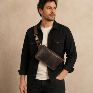 Brusttaschen Schwarz Leder (2)